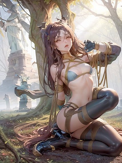 Golden Ropes and Drool: Intense Shibari Pleasure in hentai IAPornography