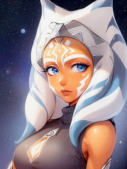 Alien Goddess with Orangefire Skin and Starlit Bokeh in hentai IA pornography