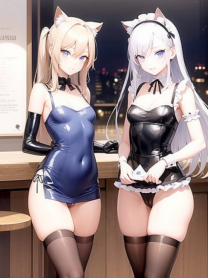 White-Haired Blue-Eyed Beauty Seduces in Café Hentai Action