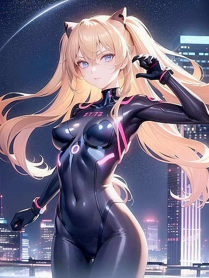 Neon Cityscape Vibrates With Holograms and Futuristic Skyscrapers in Dynamic Hentai Action