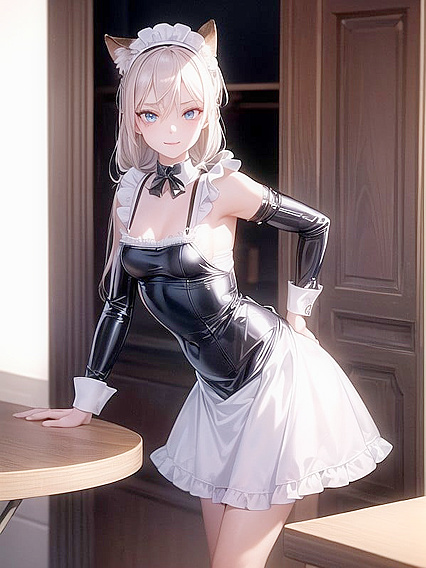 Expressive Eyes and Neck Bell in Seductive Cafe Hentai Scene