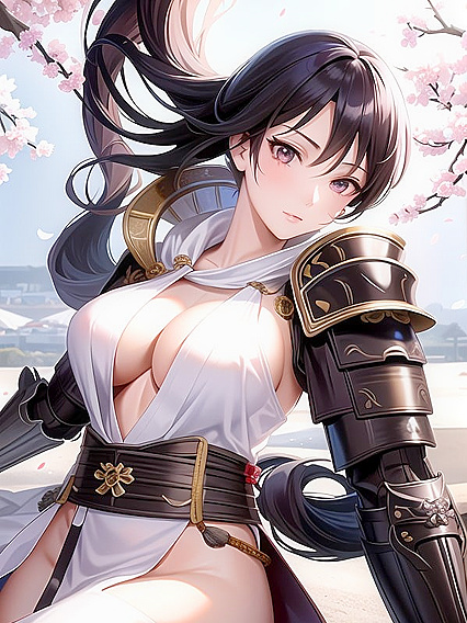 Samurai Waifu in Silk robes and Strategic Armor Plates for Ultimate Hentai Pleasure