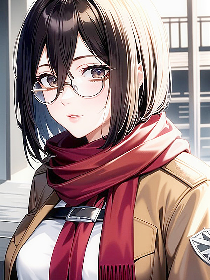 Vintage Military Glasses Top Her Head, Loose Survey Corps Jacket Adds Classic Charm Hentai