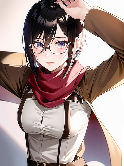 Vintage Military Glasses Top Her Head, Natural Makeup Enhances Strong Gaze in Ambient Light Hentai