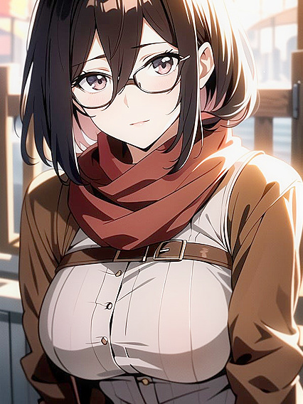 Mikasa Ackerman's Textured Ombre Bob Shimmers Under Soft Ambience in Hentai Intimacy
