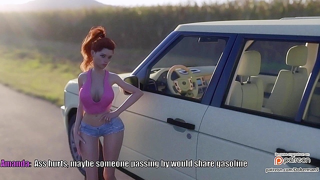 Cheating wife on the way to the country fucked on top of car