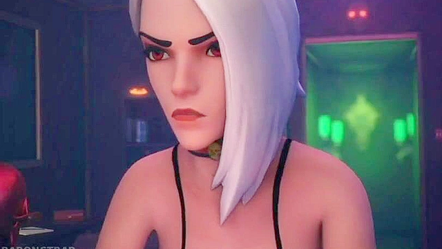 Mercy gets her futa cock sucked by Ashe while tied up