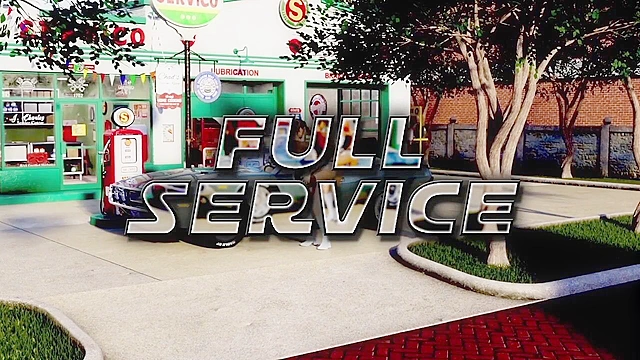 Busty 3D blonde railed doggy by hard dicked futa girl in garage