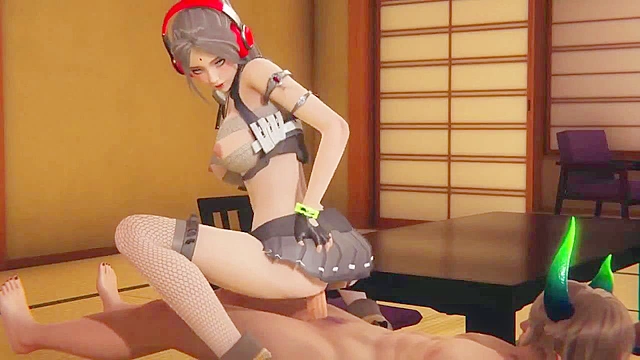 Busty 3d babe rides on the dick of a demon incubus