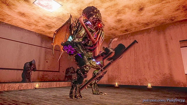 Call of Cthulhu 1 - Cultists watch as monster fucks virgin sacrifice