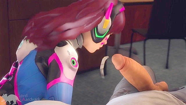 D.Va masturbates and then gives a blowjob to a fan