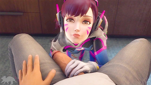 D.Va masturbates and then gives a blowjob to a fan