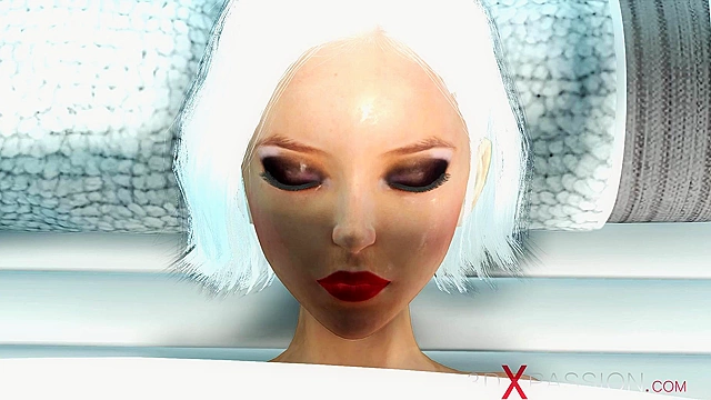 Sex cyborg futa face fucks a hot blonde