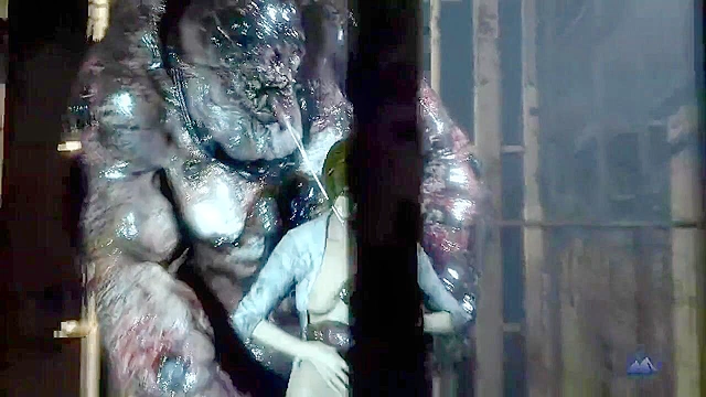 Demon monster fucks a babe in her shaved cunt in jail