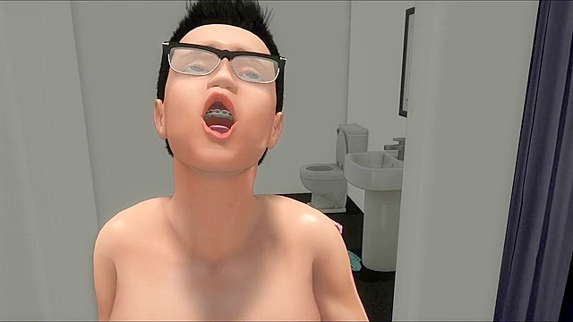 Pathetic nerd gets caught masturbating by sister and is extorted in to wanking it