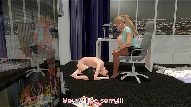 Pathetic nerd gets caught masturbating by sister and is extorted in to wanking it