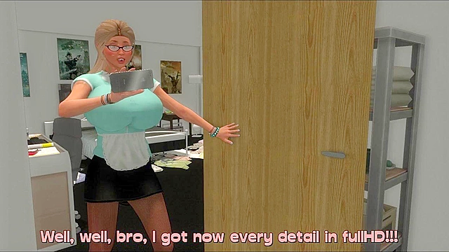 Pathetic nerd gets caught masturbating by sister and is extorted in to wanking it