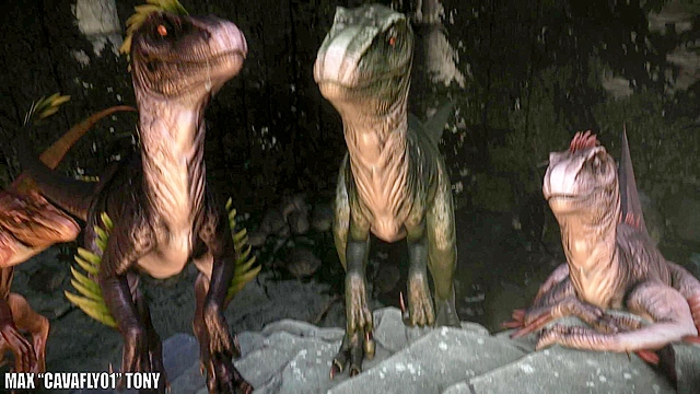 Guy fucks multiple dinosaur raptors in dirty groupsex