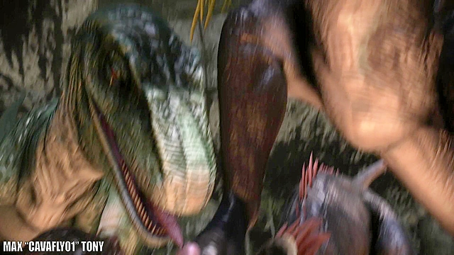 Guy fucks multiple dinosaur raptors in dirty groupsex