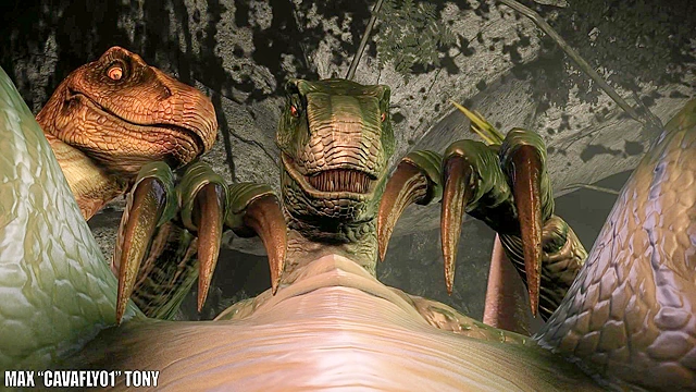 Guy fucks multiple dinosaur raptors in dirty groupsex