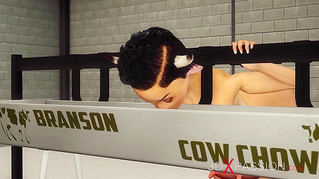 Amazing milking cowgirl with a four tits fucked by muscular black chef