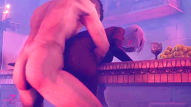 Queen Nualia gets her black ass bent over and fucked from behind