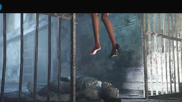 Zombie monster uses his long tongue and big dick to fuck Ada Wong