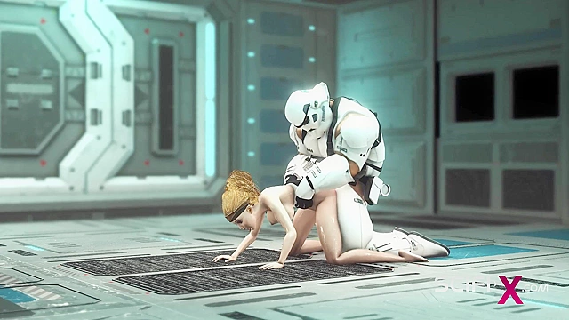 Storm Trooper fucks a disobedient rebel with BBC