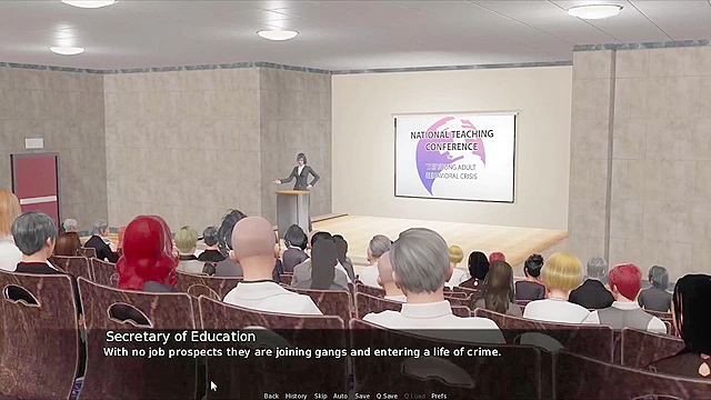 The Headmaster College Teens strips blonde teen in front of audience - game walkthrough