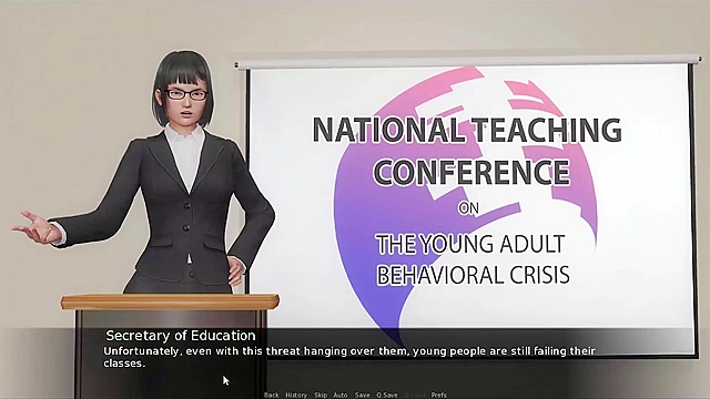 The Headmaster College Teens strips blonde teen in front of audience - game walkthrough