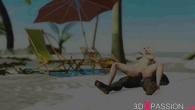 A super sexy horny blonde gets fucked by BBC in the desert island