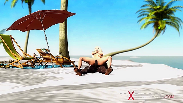 A super sexy horny blonde gets fucked by BBC in the desert island