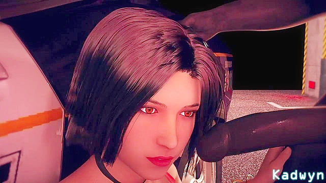 Black cop uses Lara Croft's pussy and mouth in parking garage