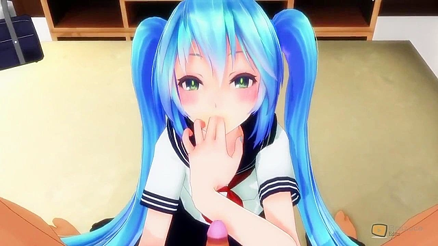 Hatsune Miku doing Amazing Blowjob & Swallowing