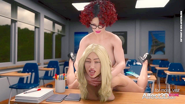 Big tits futanari teacher anal fucking her blonde student in a 3d porn animation