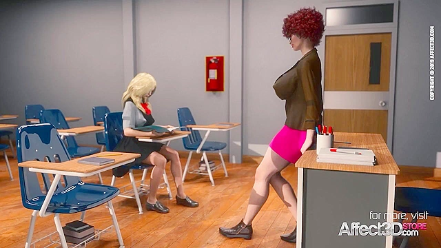 Big tits futanari teacher anal fucking her blonde student in a 3d porn animation