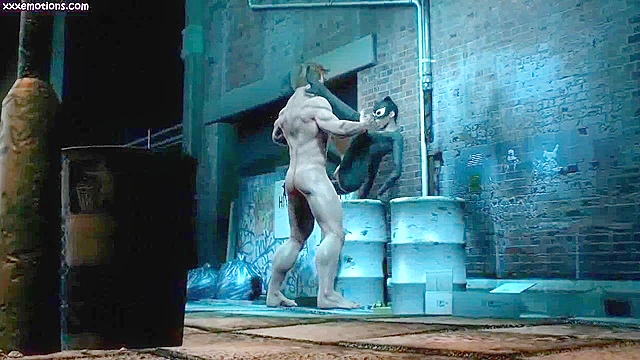 Catwoman and Wolverine meet up in a dark alley to fuck