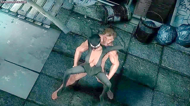 Catwoman and Wolverine meet up in a dark alley to fuck