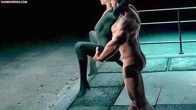 Catwoman and Wolverine meet up in a dark alley to fuck