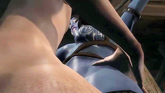 Dark elf is caught masturbating her wet cunt and gets banged on the table