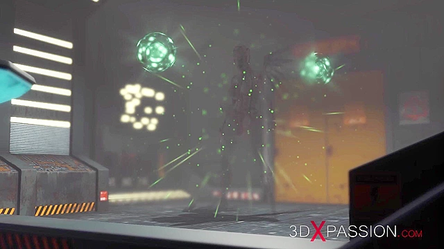 Cyber angel dickgirl face fucks a sexy young ebony in the sci-fi lab