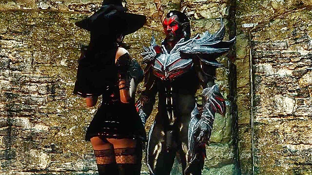 Pretty looking skyrim witch babe gets her mouth used for sex and facial