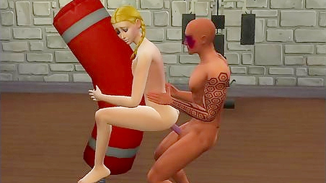 Sims 3D Porn - Teenage blonde virgin gets fucked by black guy at the gym