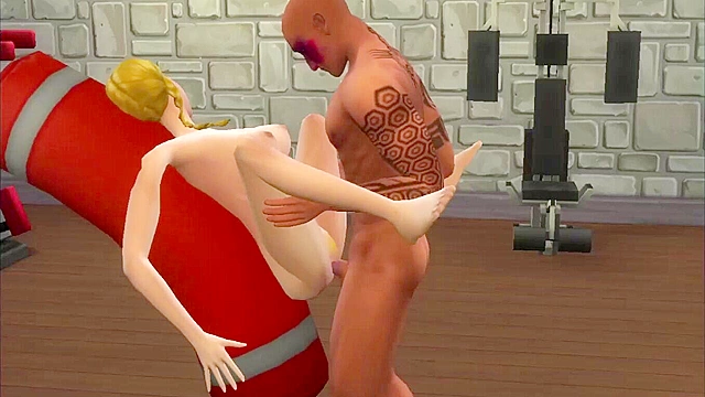 Sims 3D Porn - Teenage blonde virgin gets fucked by black guy at the gym