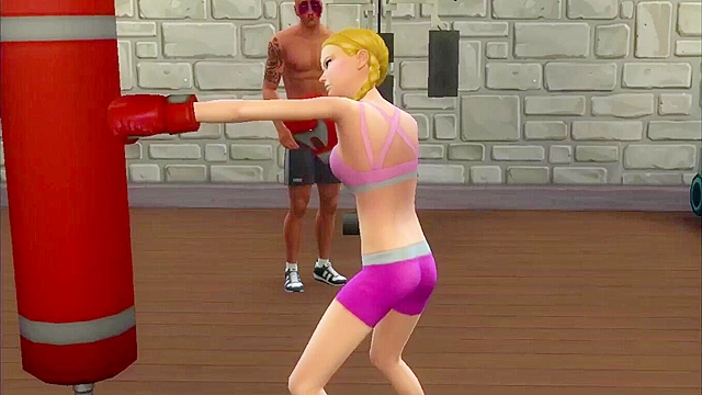 Sims 3D Porn - Teenage blonde virgin gets fucked by black guy at the gym