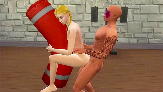 Sims 3D Porn - Teenage blonde virgin gets fucked by black guy at the gym