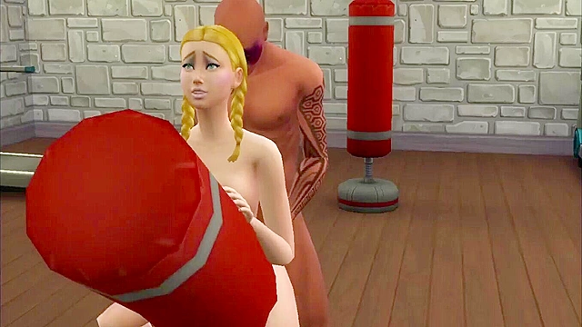 Sims 3D Porn - Teenage blonde virgin gets fucked by black guy at the gym