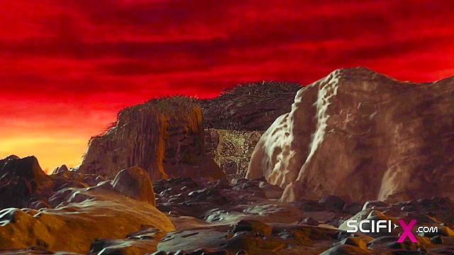 Hot sex in the sci-fi lab. A sexy girl gets face fucked by android monster