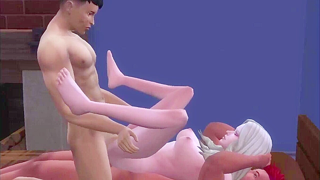 Sims virgin invites two classmates over for video games and threesome sex