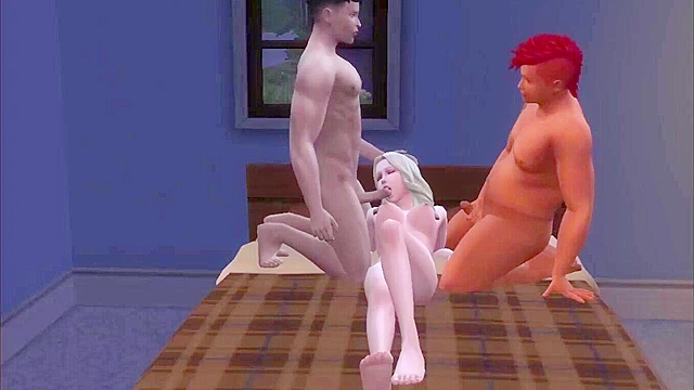 Sims virgin invites two classmates over for video games and threesome sex